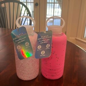 Bundle of two new glass collection, water bottles with silicone sleeve